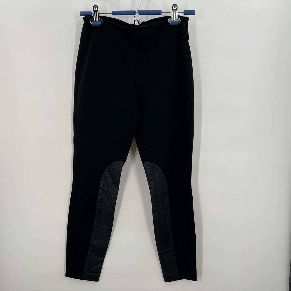 J.Crew Womenβs Black GiGi Pants Vegan Leather Section Straight Legs Size 4